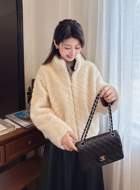 紫璐莱云间落羽~环保金叶貂小个子气质高级感保暖短款毛毛外套01X