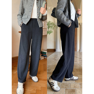 紫璐莱雪月暖意~小个子高腰垂感加厚磨毛阔腿窄版弯刀休闲裤715X