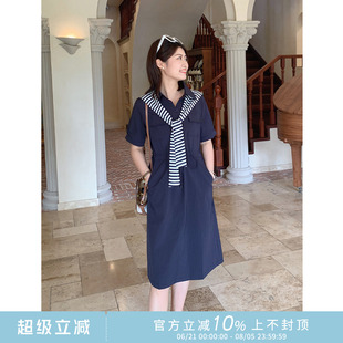 通勤连衣裙24X 紫璐莱轻都之旅 经典 衬衫 领可拆卸披肩显瘦百搭工装