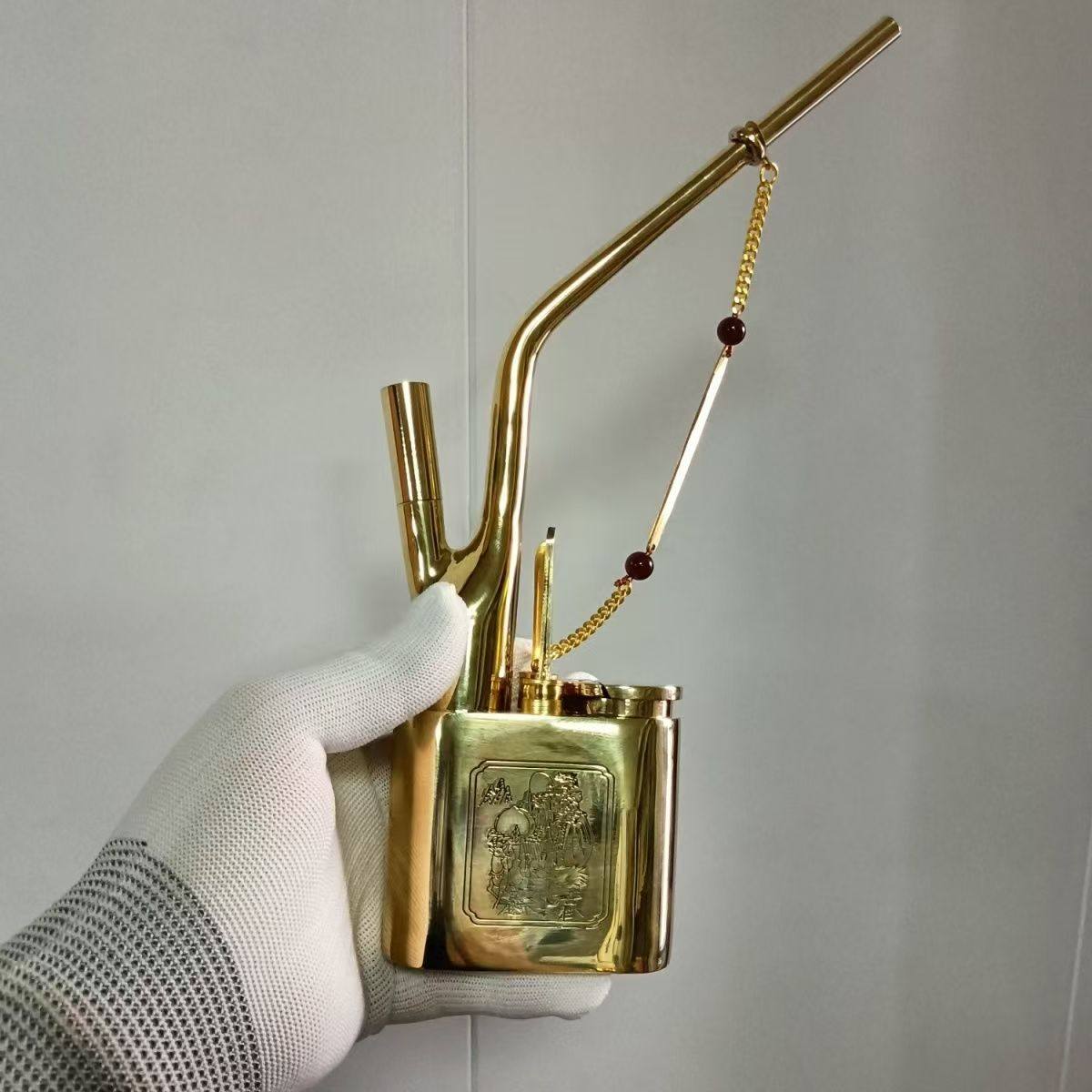 金泰纯铜水烟壶水烟筒循环过滤