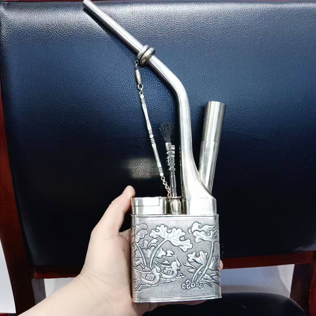 纯白铜手工制作水烟袋锅甘肃兰州水烟斗水过滤高档烟壶烟嘴水烟筒