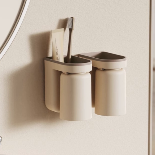 壁挂式漱口杯置物架免打孔卫生间洗漱杯沥水架牙刷杯家用宿舍