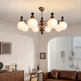 客厅吊灯中古风实木复古大厅主灯书房间餐厅卧室灯新中式 灯具