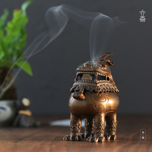 瑞兽吐香 亦喜No.29 手作黄铜香炉 古意盎然 家宅平安清吉 甪端