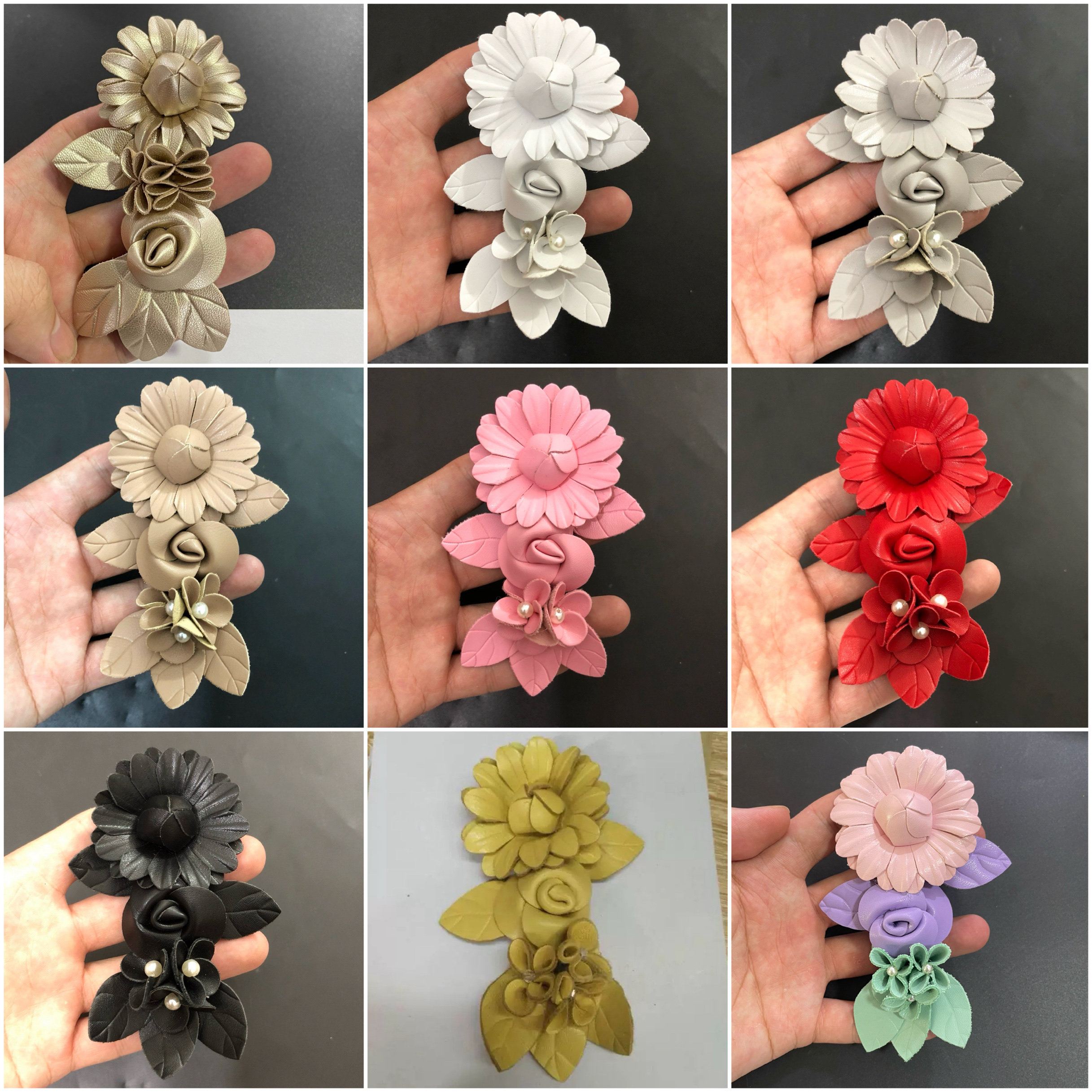12cmx7.5cm胸花加胸针凉鞋花真皮花长款花饰品小香花山茶花头夹花