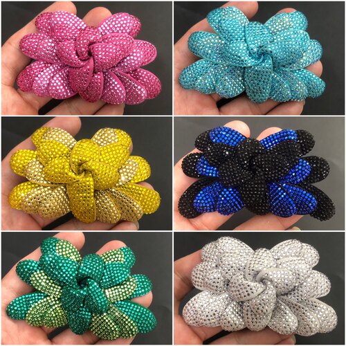 长8.8cm高端烫钻DIY羊反绒胸花