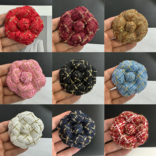 直径6.6cm高端金色线条小香花尼布定型山茶花饰品包花胸花加胸针