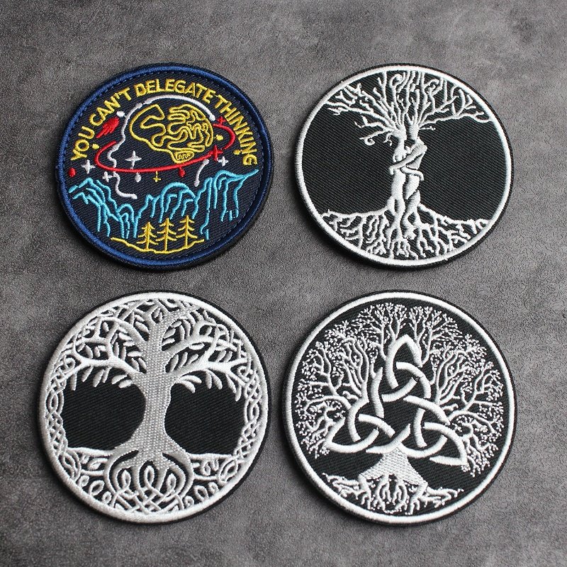 认真思考刺绣魔术贴生命之树圆形背包贴章装饰贴章个性臂章徽章,运动包/户外包/配件,贴章/魔术贴章,淘宝优惠券,粉丝福利购,淘宝优惠卷