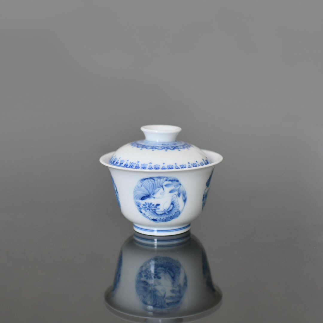 妙色珍玩团蝶二才盖碗景德镇瓷器功夫茶具山屋沏它山精选145ml