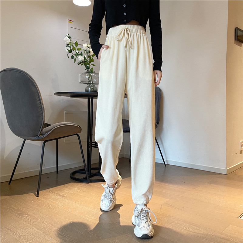 Real shot 2021 new spring and autumn thin grey sports pants loose casual straight radish Leggings