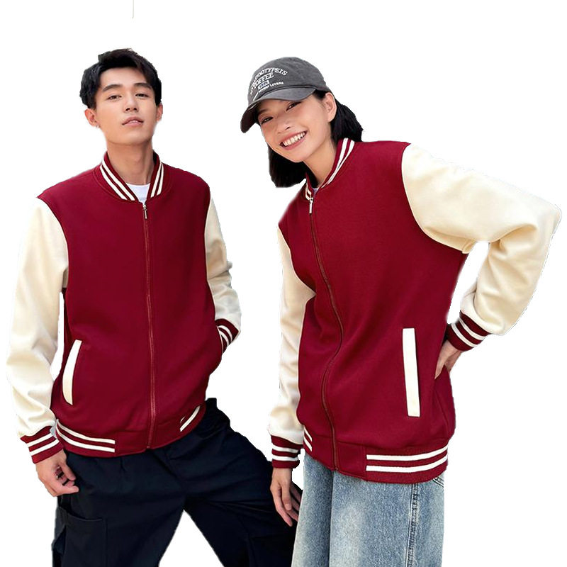 拉链棒球服卫衣定制印字logo聚会班服运动开衫外套拼色秋季宽松型图片