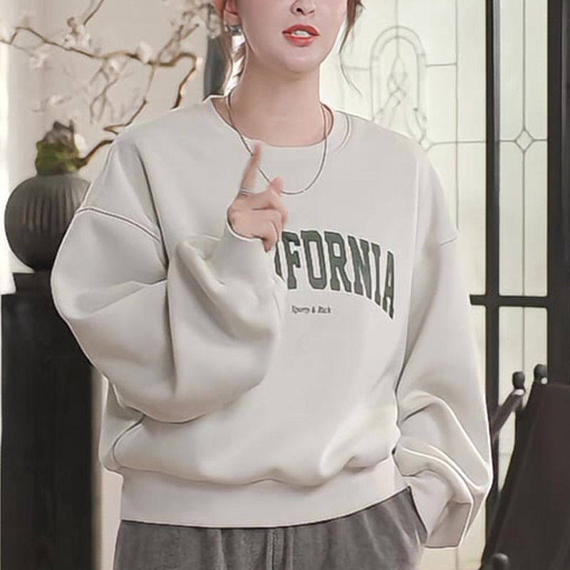 圆领卫衣女春秋季宽松显瘦百搭休闲长袖韩系上衣