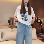 美式 卡通史努比印花短袖 T恤宽松型圆领套头百搭上衣