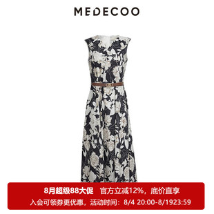 MEDECOO/墨蒂珂2026夏季新款 无袖V领印花纯棉连衣裙女SJX90101