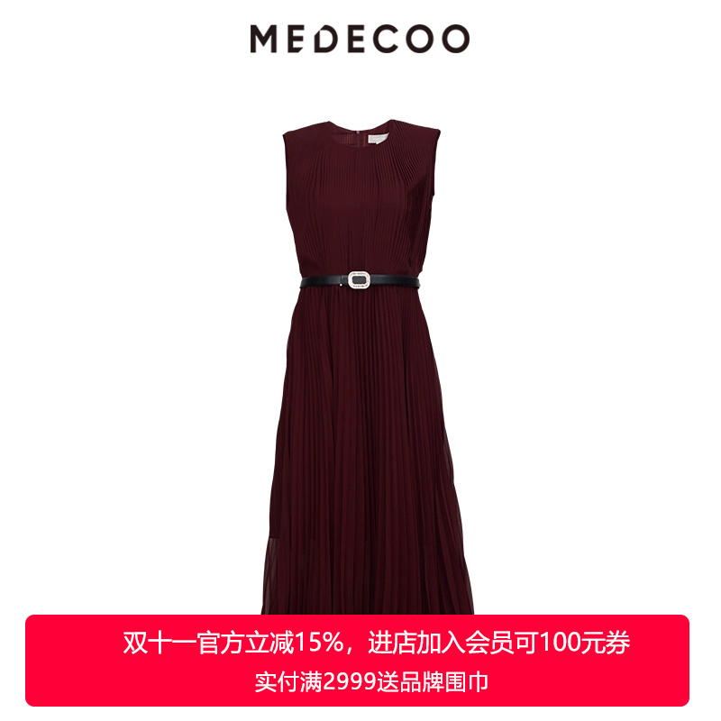 墨蒂珂无袖圆领修身雪纺连衣裙