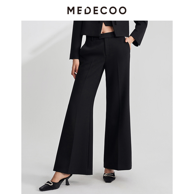 墨蒂珂自然腰长款微喇休闲裤