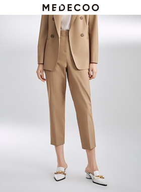 MEDECOO/墨蒂珂2025春新款休闲裤直筒垂坠九分裤基础西裤MIC80513
