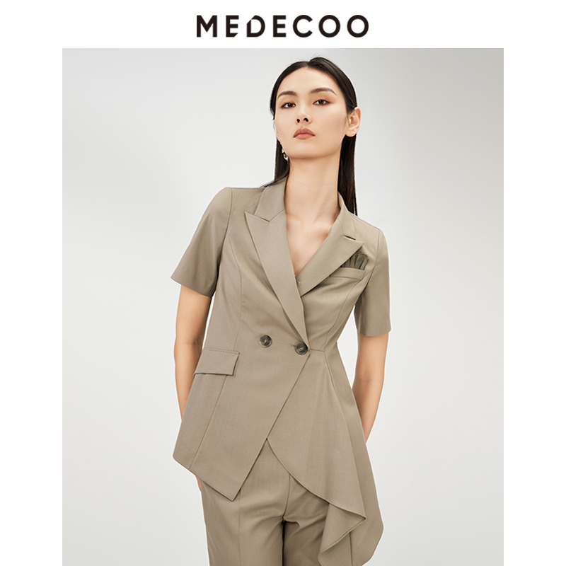 墨蒂珂短款不规则摆西装短外套