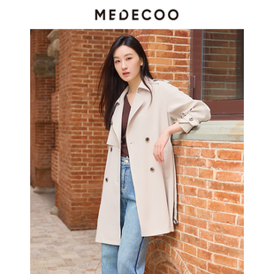 经典 MEDECOO 墨蒂珂2026春季 新款 风衣TIC32103 双排扣肩章系带长款