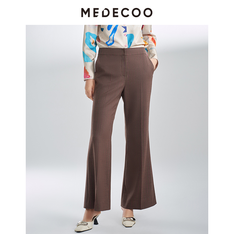 墨蒂珂自然腰长款微喇休闲裤