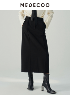 MEDECOO/墨蒂珂冬季新款修身直筒通勤半身裙女式长裙MHD70305