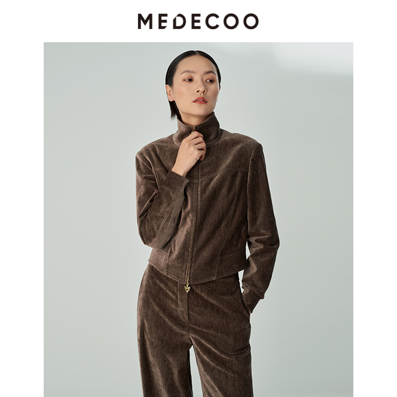 墨蒂珂雪尼尔双头拉链短外套