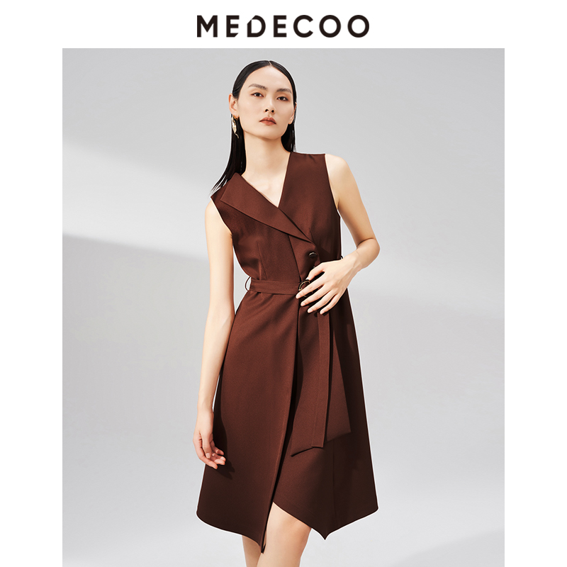 无袖收腰连衣裙优雅显瘦裙子