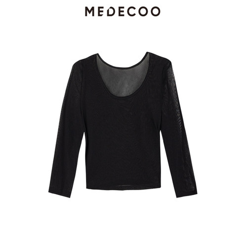 MEDECOO长袖轻薄打底衫超短上衣