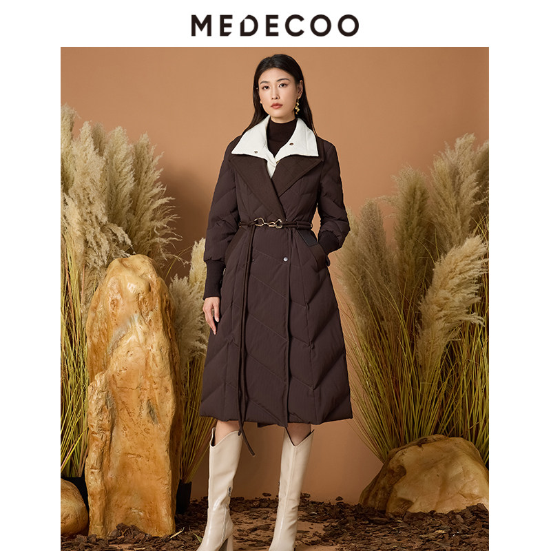MEDECOO/墨蒂珂2025冬新款女撞色翻领白鸭绒羽绒服外套MJD11303,女装/女士精品,羽绒服,淘宝优惠券,粉丝福利购,淘宝优惠卷