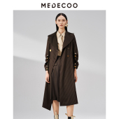 大翻领条纹双排扣长款 新品 风衣女MHC32105 墨蒂珂春季 MEDECOO