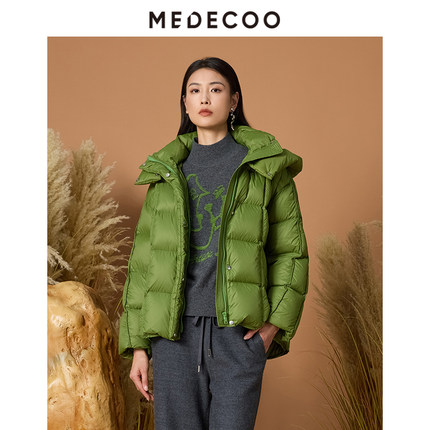MEDECOO/墨蒂珂2025冬新款女装保暖厚款白鹅绒羽绒服外套MJD11109