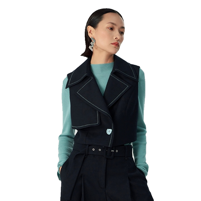 墨蒂珂一粒扣西装领马甲