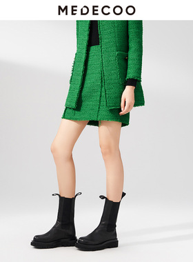 MEDECOO/墨蒂珂春新款女装花呢裙子减龄时尚A字半裙MHC70104