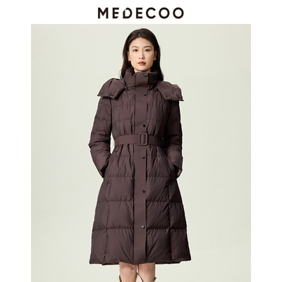 MEDECOO女长款白鹅绒厚款羽绒服
