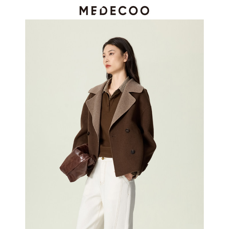 MEDECOO/墨蒂珂羊毛翻领短款大衣