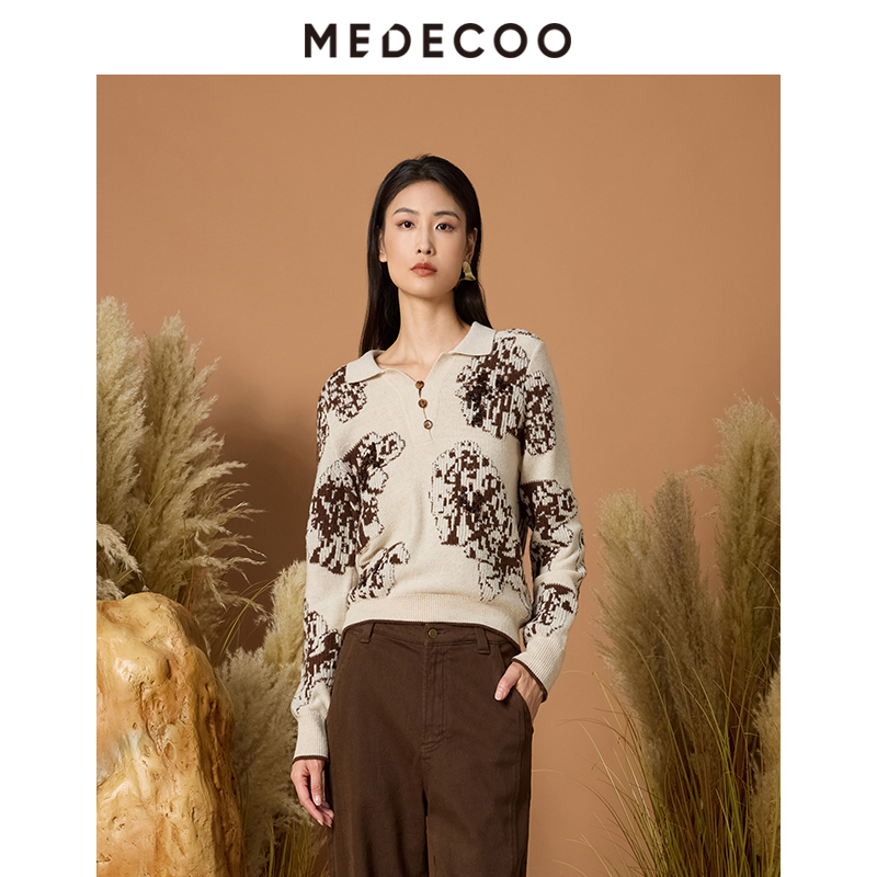 MEDECOO牦牛绒绣花针织衫