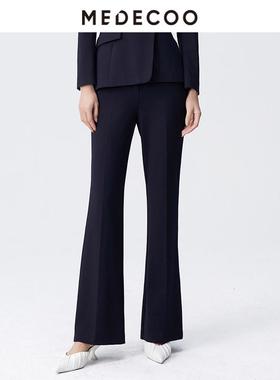 MEDECOO/墨蒂珂2025春新款女装微喇休闲裤修身显瘦喇叭裤MJC80502