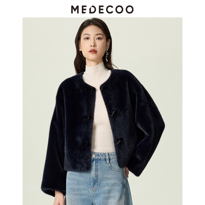 环保皮草短款修身外套