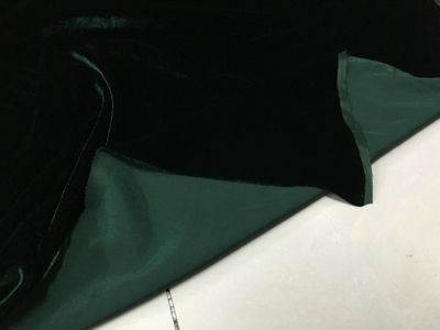 墨绿色真丝绒天鹅绒布料连衣裙
