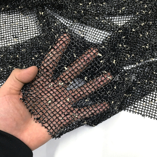 艺术编织感镂空格子图案涤棉时装面料 春夏 柔软 垂坠 服饰 布料