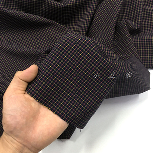 复古彩线条纹小格子图案时装面料 春季 柔软 垂坠 裙子 布料