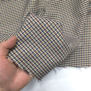 彩色细编织感小千鸟格子图案时装面料 春季 柔软 垂坠 服饰 布料