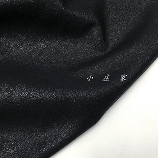 纯黑色纯色织金亮丝图案时装面料 春秋 外套 服饰 布料