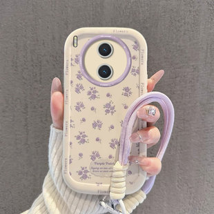 适用VIVOY600PRO紫色碎花手机壳60M女新款防摔镜头保护套全包高级感外壳ins风高颜值创意超薄轻奢男不会撞壳