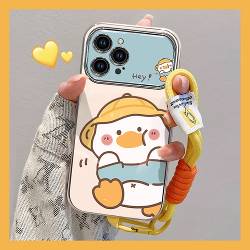 苹果系列可爱个性黄帽鸭子手机壳