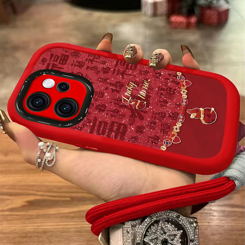 适用2026闪福葫芦OPPOReno15C手机壳14国潮13本命年12红色11新款10pro+女9防摔8保护套7se高级感6全包5K马年3