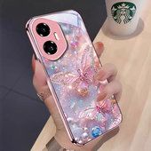 适用荣耀400手机壳300Ultra玻璃200全包100专用90GT闪钻蝴蝶80SE防摔70PRO 保护套60女honor50新款 power奢华