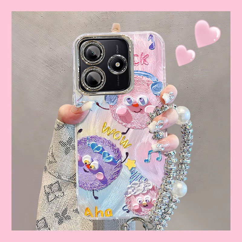 适用红米note14pro+手机壳13R羽纱12精孔11带镜头膜10油画煤球9高级turbo4pro保护套redmi专用女新款手链新品