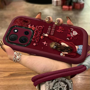 适用2026哇塞女孩一加13手机壳turbo6全包15防摔12国风11红色8T新款9RT女6T马年ace5本命年3V保护套oneplus2V