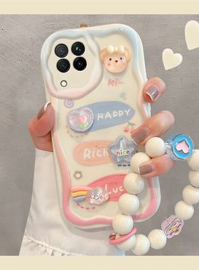 可爱甜妹适用华为nova6se手机壳保护套nova65g卡通新款女奶油纹立体兔子全包挂绳手链防摔软硅胶外壳